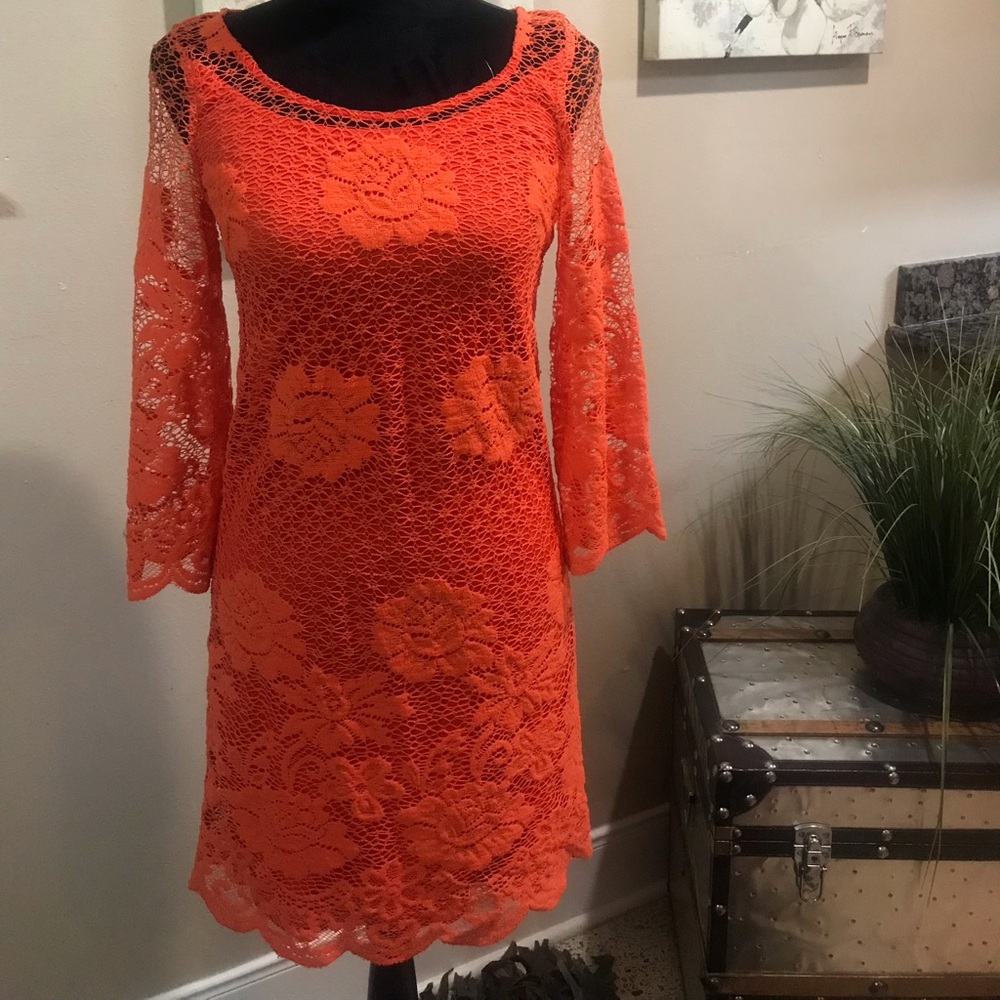 Orange lace dress